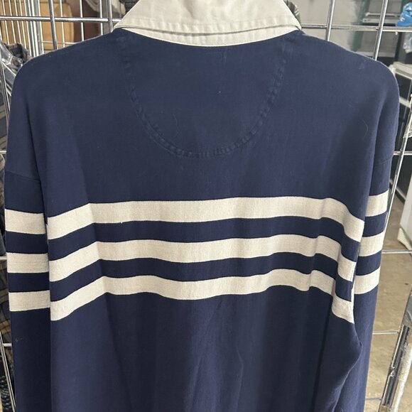 NWT Izod Navy with white stripes varsity long-sleeved rugby - Picture 2 of 4